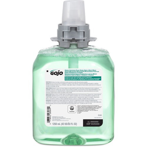 Gojo Body Wash/Shampoo, Foam, f/FMX-12, 1250ml, Green-GOJ516304