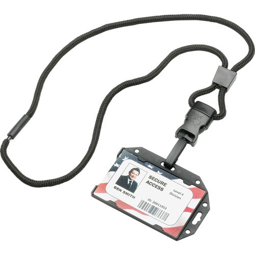 SKILCRAFT Lanyard w/Card Holder, RFID Protection, 36", 1 DZ, Black