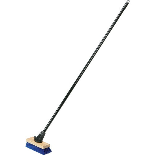 SKILCRAFT Deck Brush, w/Handle, f/Outdoor Use,Poly Bristles,10",BE/BK