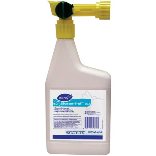 Diversey Care Cleaner and Deodorizer, Dumpster Fresh, 1 Quart, 4/CT, Green-DVO94266359