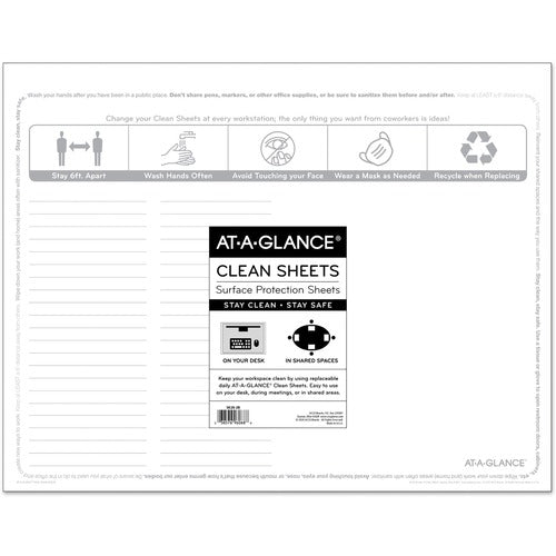 AT-A-GLANCE Surface Protection Sheets, 22"x17", 25/PK, White