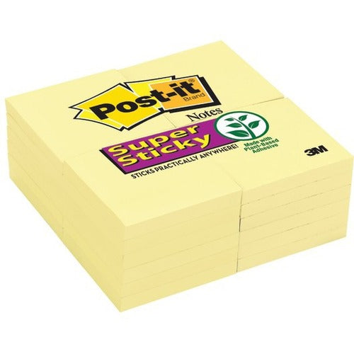 3M StickyNotePads,SuperSticky,3"x3",Canary Yellow