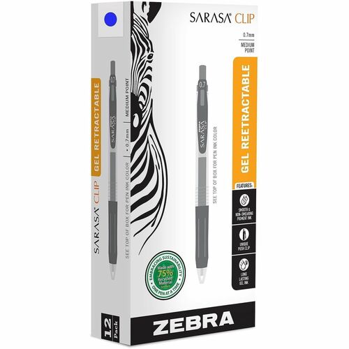 Zebra Pen, Gel Ink, 0.7mm Point, Sarasa Clip, 1 DZ, Blue