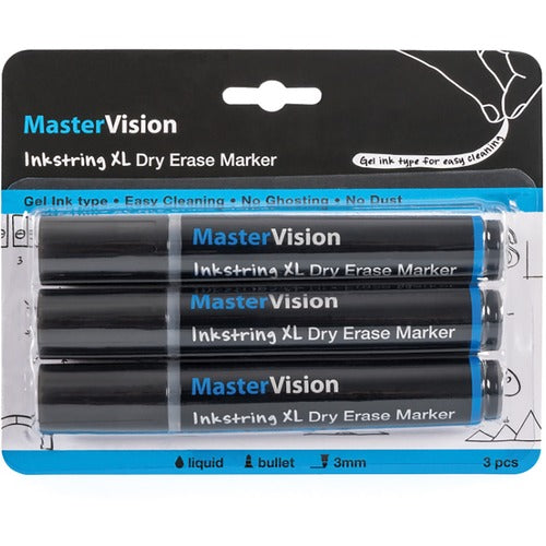 Bi-silque Markers, Inkstring, Gel, 3mm Bullet Point, 3/PK, Black