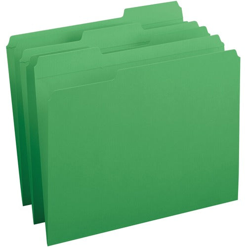 Business Source Folder, 1/3-Cut Tab, 10-1/5"x12-1/5"x3-2/5", 100/BX, Green