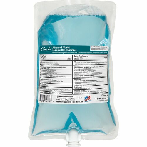 Betco Corporation Hand Sanitizer,Foam,Alcohol,f/Clario Dispensers,1000ml,BE