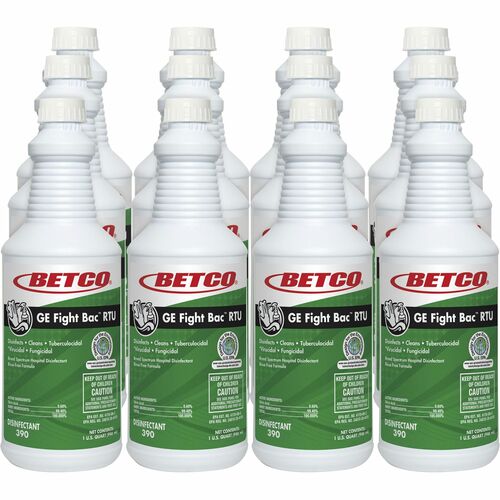 Betco Corporation Disinfectant, Hospital-Grade, No Rinse, 32 oz, 12/CT, Clear