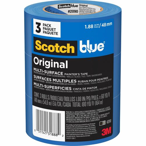 3M Painter's Tape, Multi Surface, 1.88"x60 Yds, 3/PK, Blue