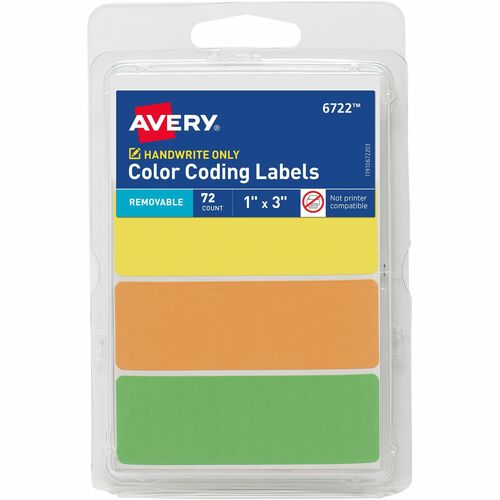 Avery Color-Coding Labels,Removable,1"x3",2592/CT,Neon AST