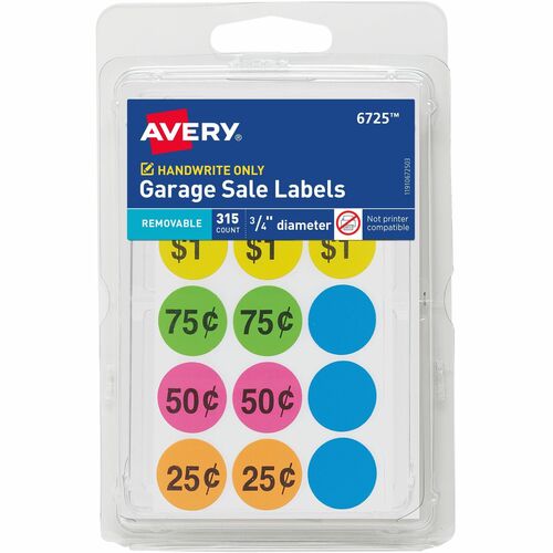 Avery Labels,f/Garage Sales,Preprinted/Blank,315/PK,36PK/CT,AST