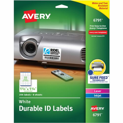 Avery ID Labels,Square,Permanent,1-1/4"x1-3/4",1280/CT,WE