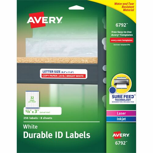 Avery ID Labels,Rectangle,Permanent,3"x5/8",1280/CT,WE