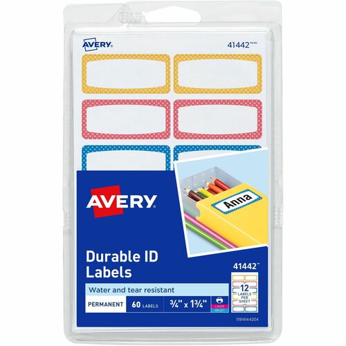 Avery Labels,TrueBlock,w/BE/OE/YW Borders,3/4"x1-3/4",1080/CT,WE