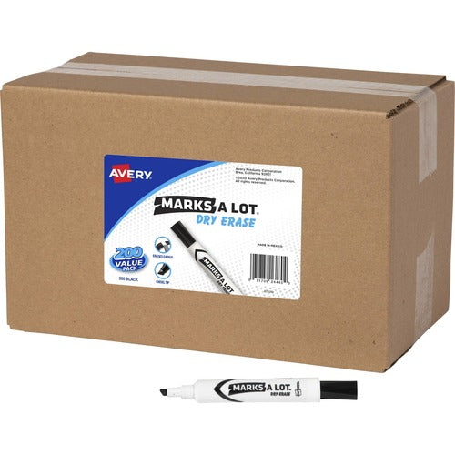 Avery Dry-erase Markers, Desk Style, Chisel Tip, 200/CT, Black Ink