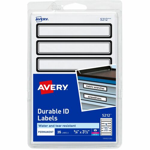 Avery ID Labels,w/BK Border,Permt,5/8"x3-1/2",35/PK,18/CT,WE