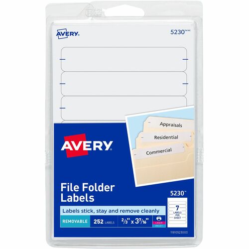 Avery Filing Labels,Removable,1/3 Cut,252/PK,18PK/CT,WE