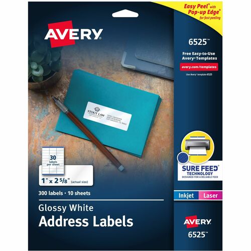 Avery Address Labels,Easy Peel,Perm,1"x2-5/8",1500/CT,Glossy WE
