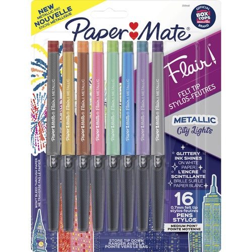 Paper Mate Pen, Flair, Metallic, 5-3/4"Wx1"Lx7-3/5"H, AST