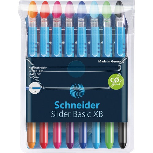 Rediform Pens, Ballpoint, Slider Basic, 1.4mm Point, 8/PK, Assorted