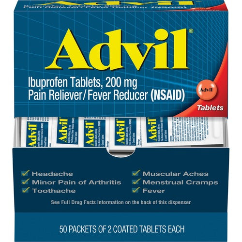Glaxosmith Kline Cnsmr Hlth Ibuprofen,Tablets,Dispenser Box,200mg,2/PK,50 Doses/BX,Red-GKC15489