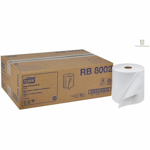 TORK Hand Towel Roll, 1-Ply, 7-9/10"Wx800'L, 6/CT, White