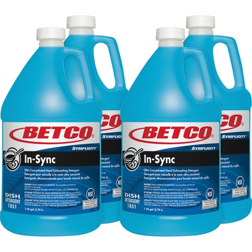 Betco Corporation Dishwashing Detergent, Manual, Liquid, 1Gal, 4/CT, Blue