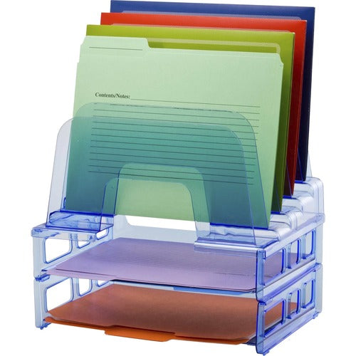 Officemate Sorter, 13-2/5"Wx9"Dx14-1/4"H, Transparent Blue