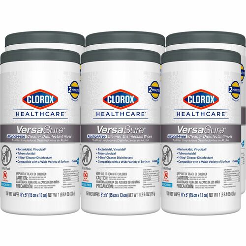 Clorox Company Disinfecting Wipes, 6-3/4"x8", 150/Canister, 6/CT, White