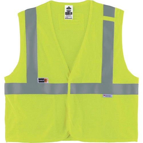 Ergodyne Safety Vest,FR,Hi-Vis,Hook/Loop,NFPA70E,Modacrylic,S/M,LM-EGO21493