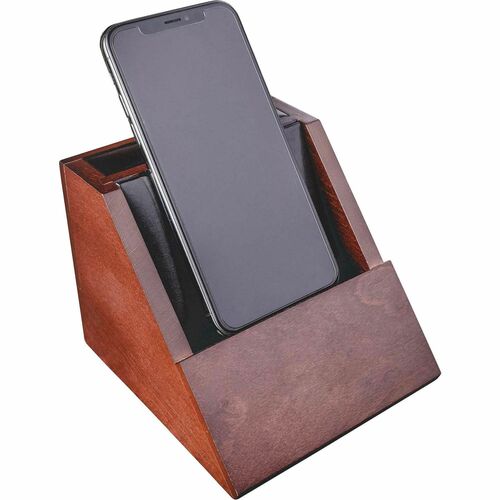Dacasso Cell Phone Holder,5-1/10"x4-3/5"x4",Walnut/BK