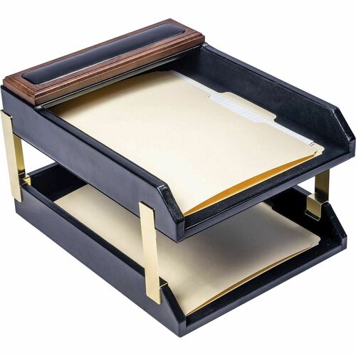 Dacasso Letter Tray,Double,13-3/4"x10-3/5"x7-3/4",WA/BK