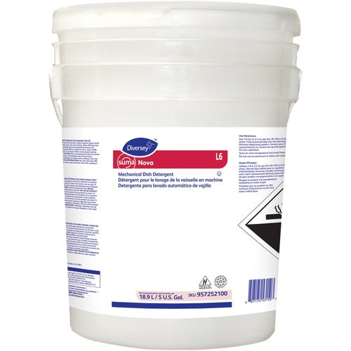 Diversey Care Dish Detergent,Liquid,f/Machines,5 Gal,Clear Red-DVO957252100