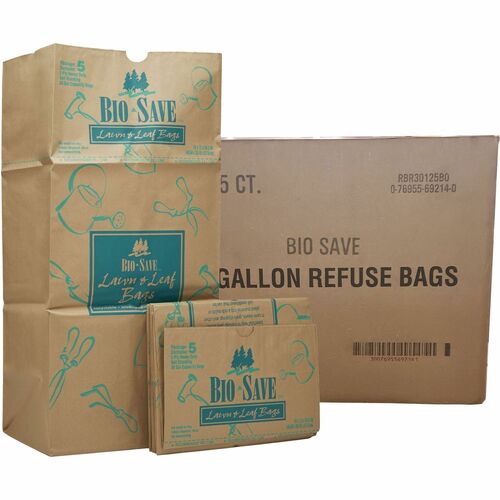 Ajm Packaging Corporation Lawn and Leaf Bag, 2 Ply, 16"Wx12"Lx35"H, 50/CT, Brown