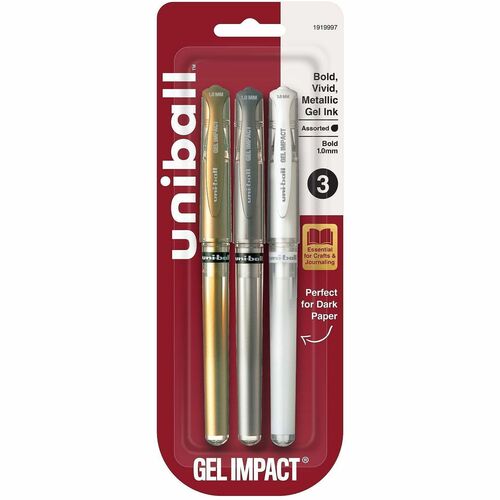 uni-ball Corporation Gel Pen, Signo Gel Impact,Super Ink,1.0mm, 3/PK,AST