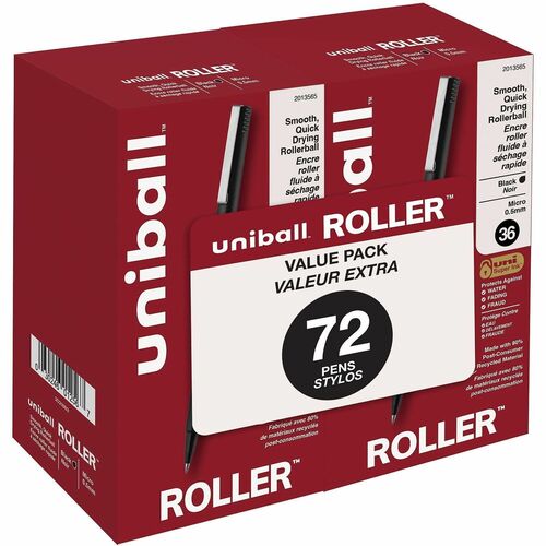 uni-ball Corporation Rollerball Pen, Micro Point, 0.5mm, 72/PK, Black