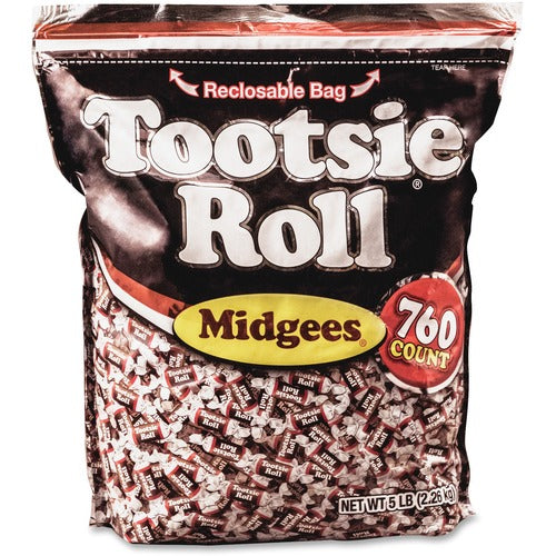 Tootsie Tootsie Roll Midgees,Bite Size Cocoa Candy,Wrapped,5 lb,BN