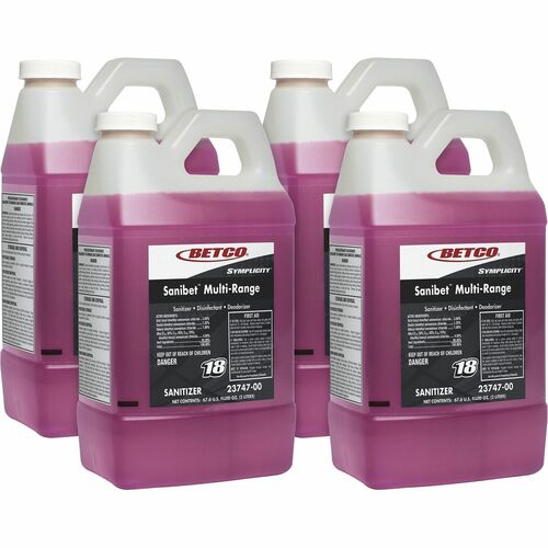 Betco Corporation Sanitizer, Concentrated, FastDraw 18, 2 Liter, 4/CT, Pink