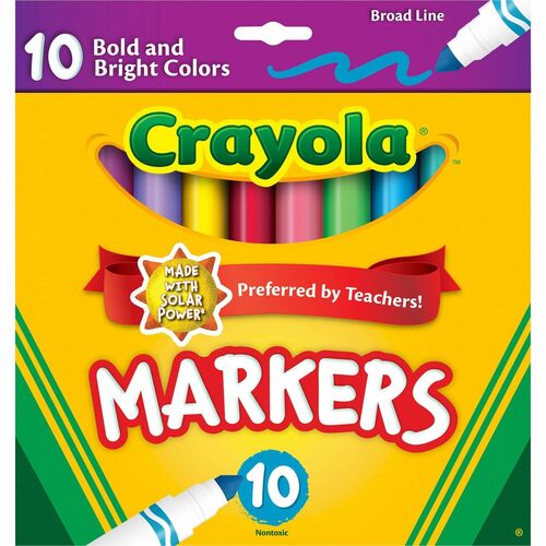 Crayola Markers, Broad Line, Classic/Bright/Bold Colors, 10/PK, AST