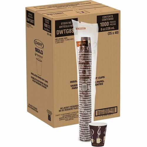 Solo Cup Company Hot Cups,Insulated,Lined,Steam Design,8oz,1000/CT,MI