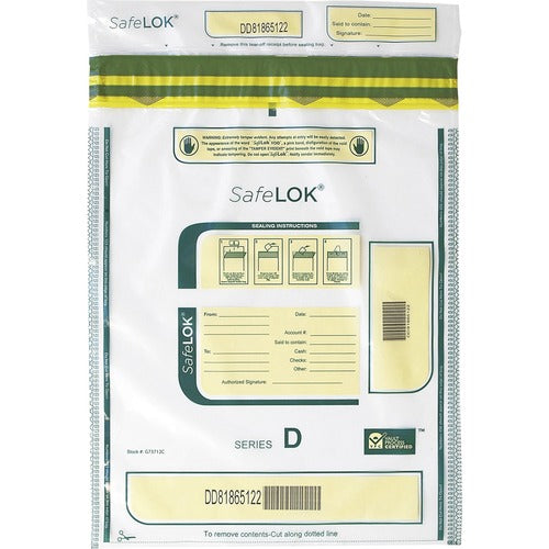 ControlTek Bag,Deposit,Tamper-Evident,2000-Bill Cap,12"x16",100/PK,CL