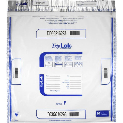 ControlTek Bag,Deposit,Tamper-Evident,8000-Bill Cap,20"x20",50/PK,CL