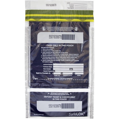 ControlTek Bag,Dual Deposit,Vertical,1000-Bill Cap,10"x15",100/PK,CL