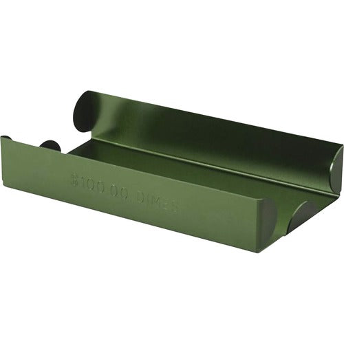 ControlTek Coin Tray,Dimes,$100 Cap,Metal,3"x7.75"x1-3/4",Green