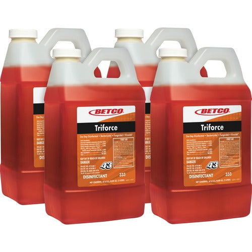 Betco Corporation Disinfectant,Triforce,Conc,Fast Draw,2 Liter,4/CT,Orange