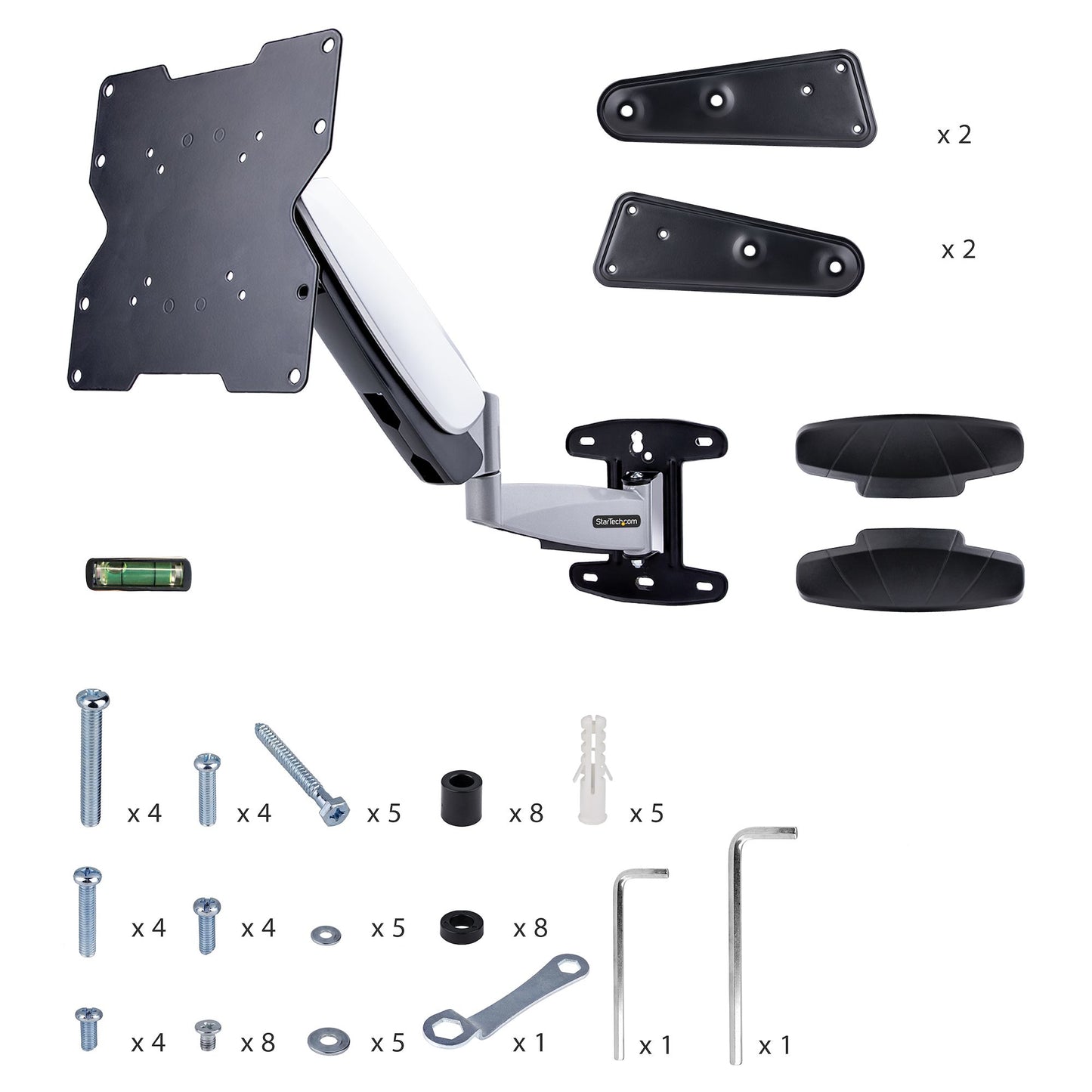 StarTech.com VESA TV Wall Mount, Adjustable Full Motion Mount For 23"-55" Displays, Slim Wall Mount TV Bracket Supports 66lb (30kg), Extendable/Tilting/Swivel Monitor Wall Mount