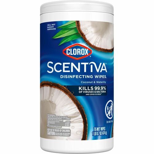 Clorox Company Wipes,Disinfecting,Coconut&Waterlily,75/Tub,WE