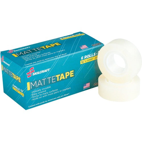 SKILCRAFT Desk Tape Pack, 1" Core, 3/4"x1000", 6 Rolls/PK, Matte