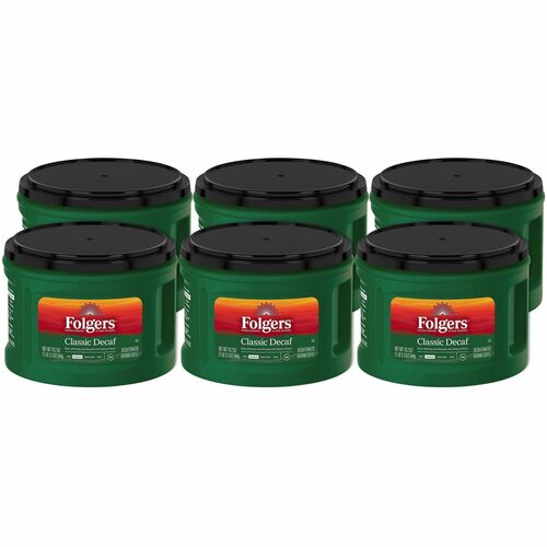 Folgers Coffee,Decaf,Classic,Medium Roast,19.2oz Canister,6/CT,BN-FOL30406CT