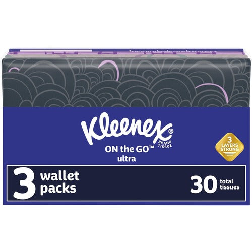 Kimberly-Clark Professional Facial Tissues,w/Wallet,Kleenex,10-Count,8.4"x8.4",3Packs,WE