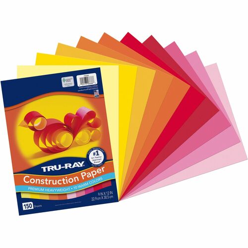 Pacon Construction Paper, 76 lb, 9"x12", 150/PK, AST w/Holiday Red